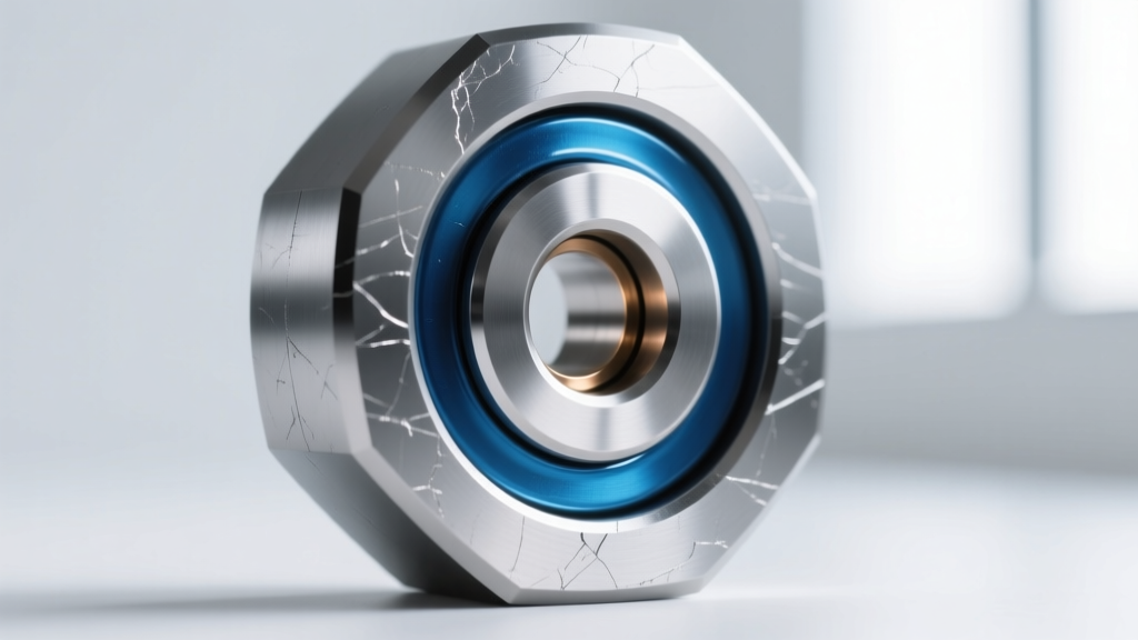 Macro view of titanium-coated magnetic shield showing seamless epoxy seal protecting the internal neodymium core from moisture