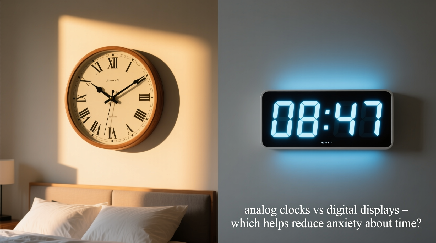 analog clocks vs digital displays which helps reduce anxiety about time
