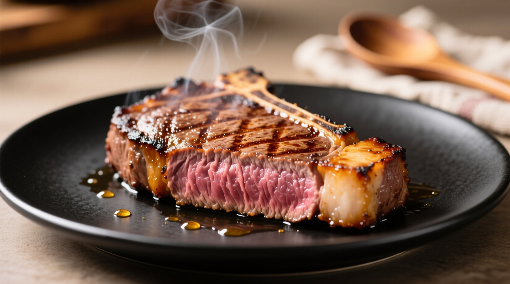Perfectly seared thin steak with golden crust