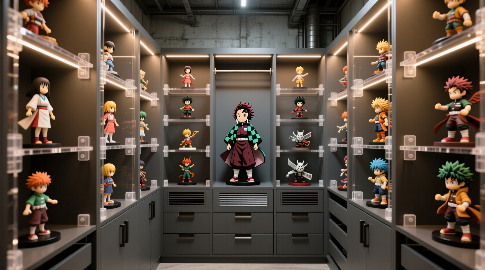 anime figure closet display airflow safe organization