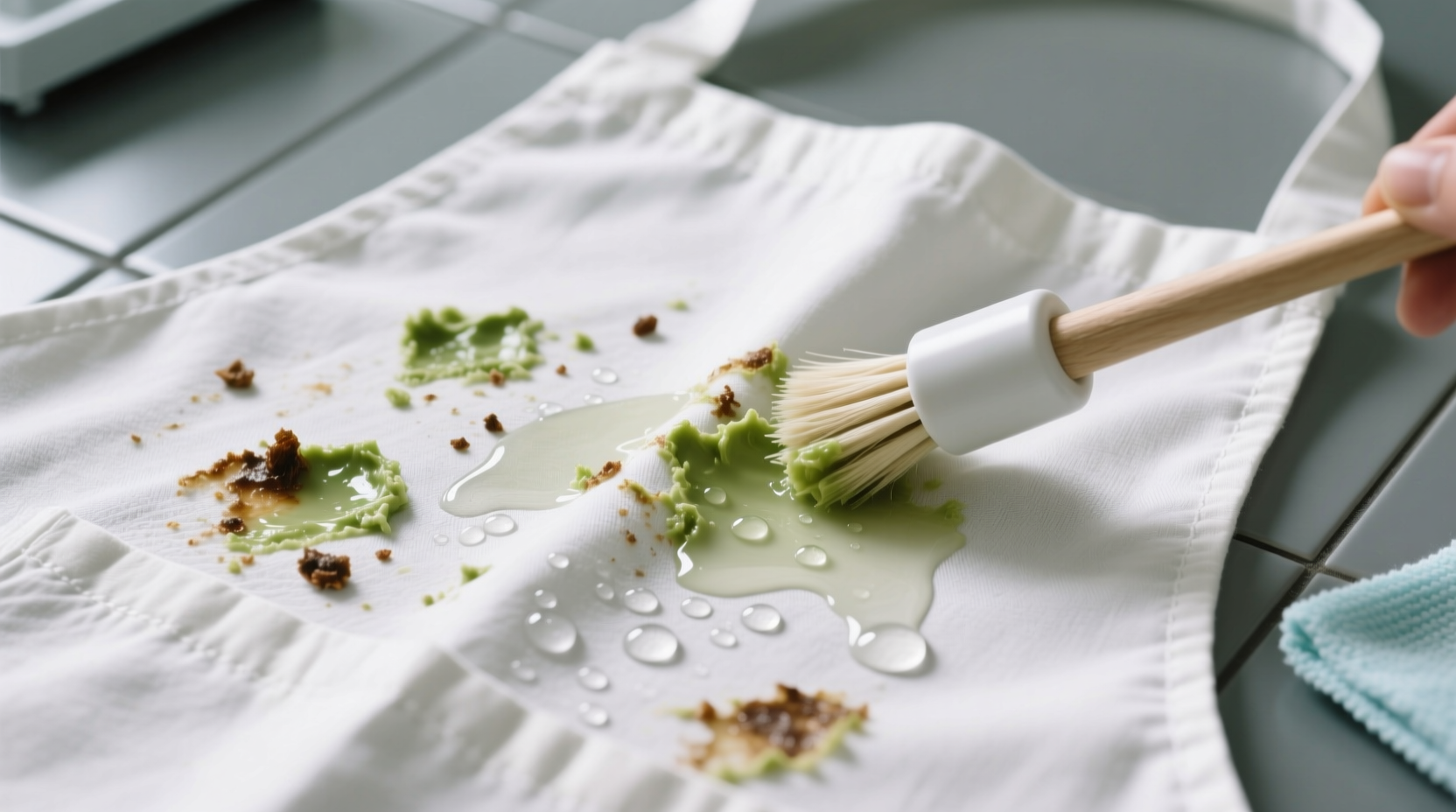 how to remove dried wasabi paste from cotton aprons