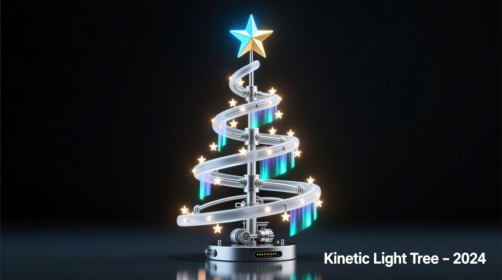 how to make a kinetic christmas tree sculpture with moving light elements