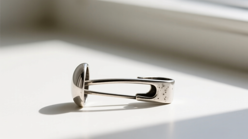 Side profile of a vintage Henning Koppel Georg Jensen ear clip showing seamless solder joints and thick 18-gauge silver earwire