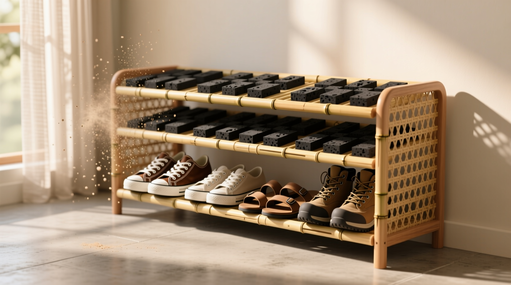 eco friendly cleaning tips deodorize shoe racks