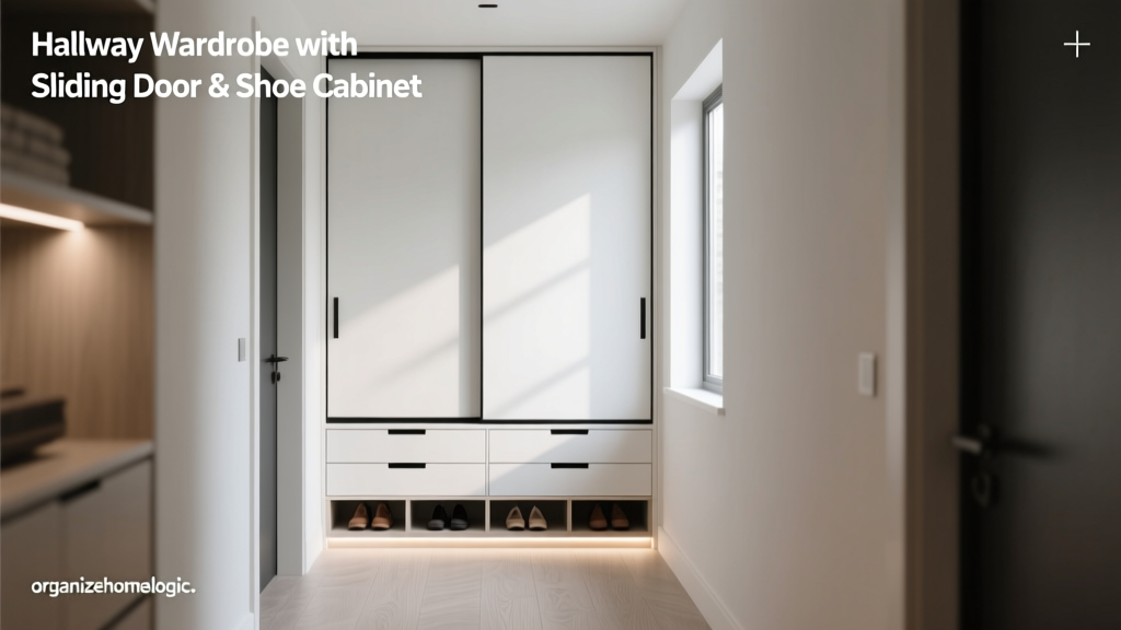 Hallway Wardrobe with Sliding Door & Shoe Cabinet