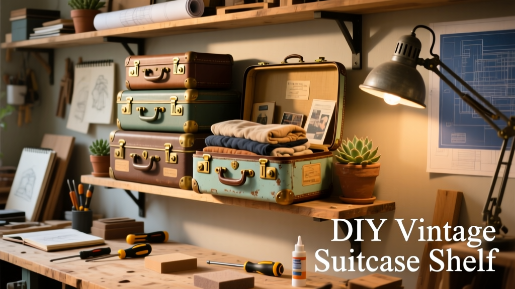 DIY Suitcase Shelf: Upcycled Vintage Storage