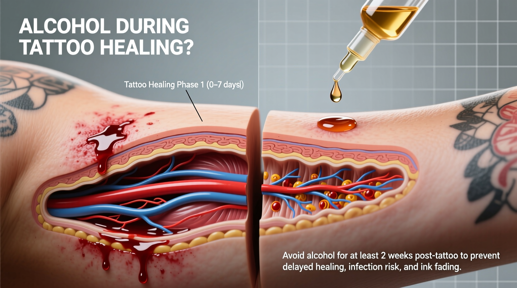 does alcohol affect tattoos during healing or should you wait