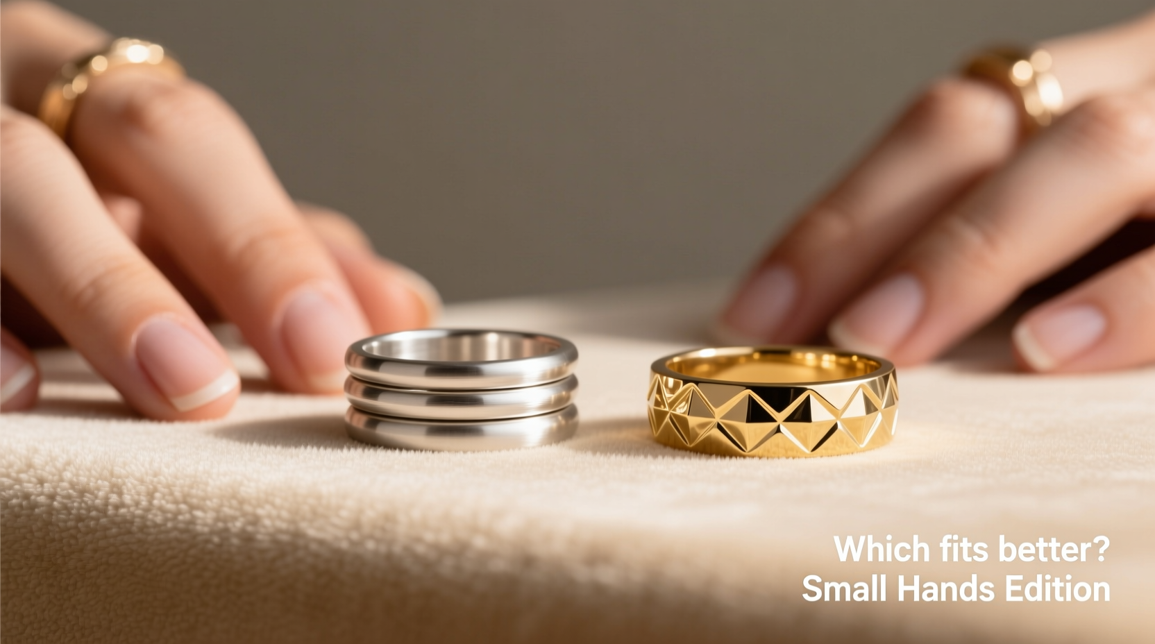 minimalist ring stack vs statement band which suits small hands better