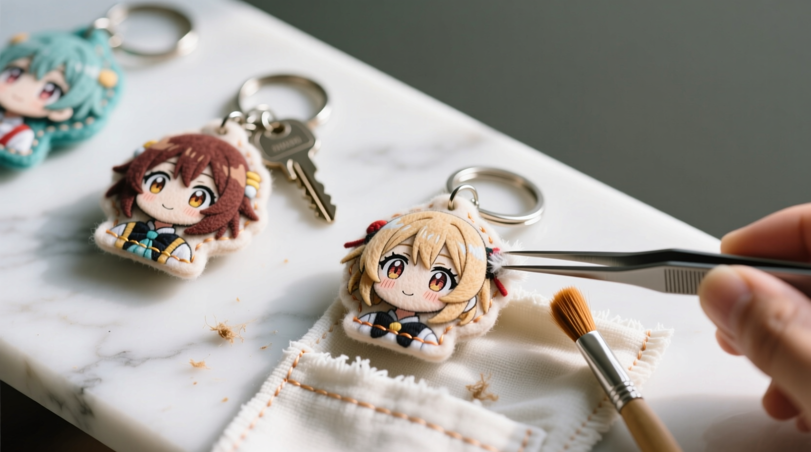 how to clean felt anime keychains safely