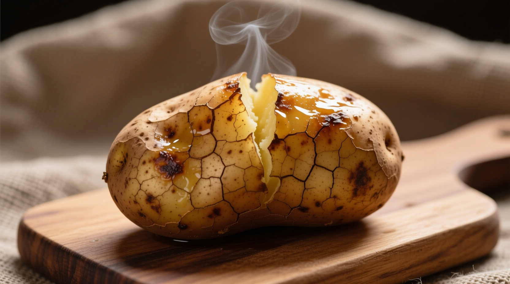 Perfectly baked russet potato with crisp skin