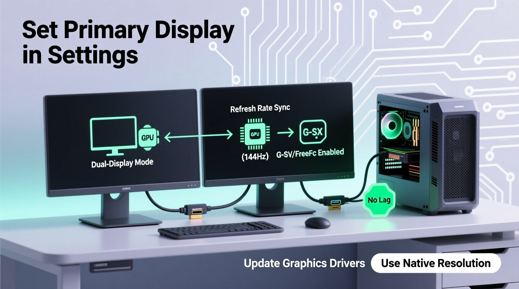 how to set up a dual monitor system without lag or glitches