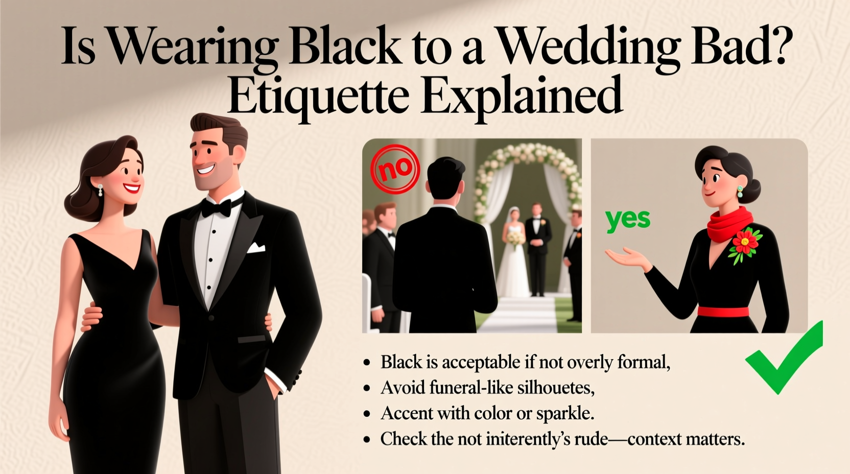 is wearing black to a wedding bad