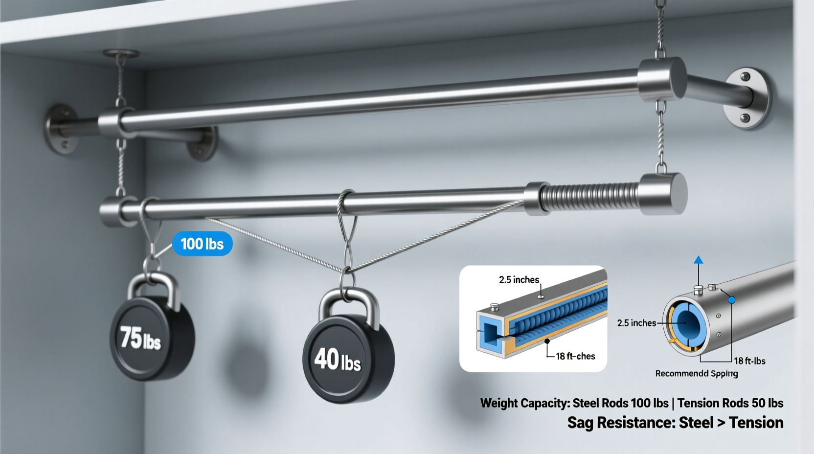 hanging vs tension rod which holds more weight