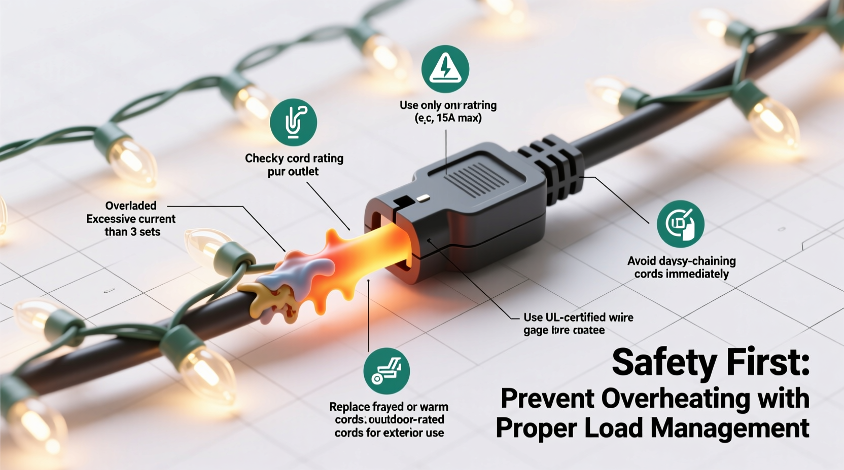 why do extension cords overheat with multiple light strings safety tips