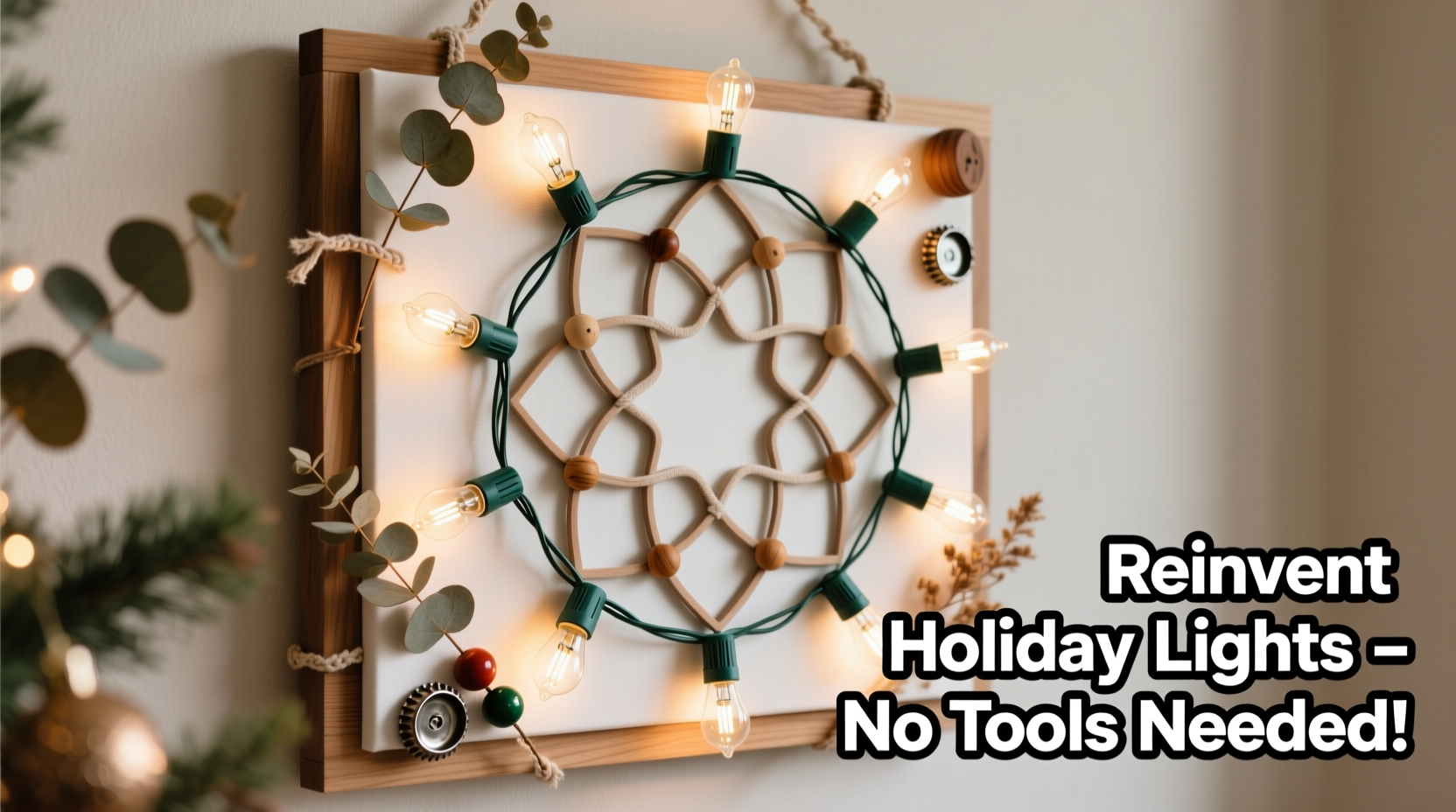 how to repurpose old christmas lights into custom wall art without soldering or electrical expertise