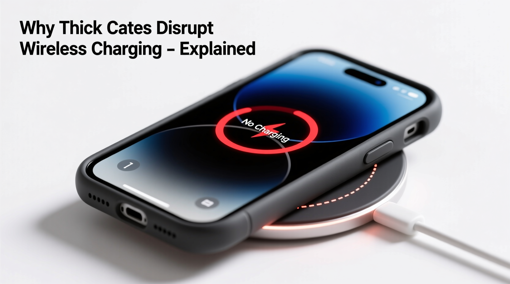 why does my wireless charger stop working when my case is slightly thick