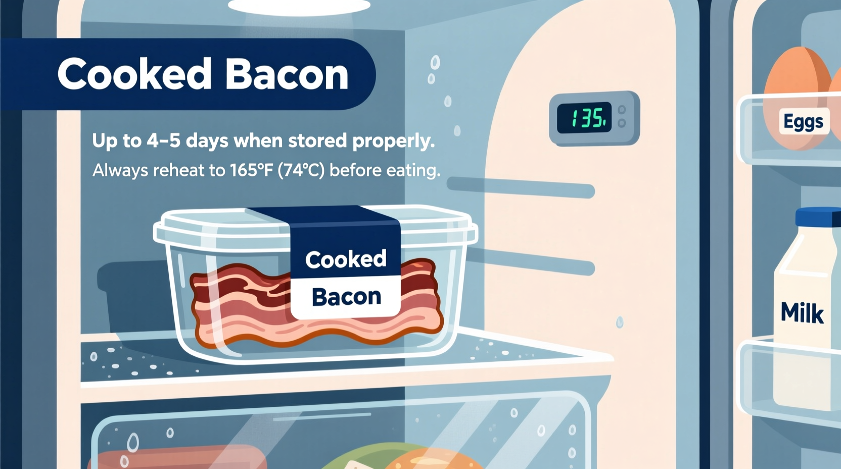 how long does cooked bacon keep in fridge