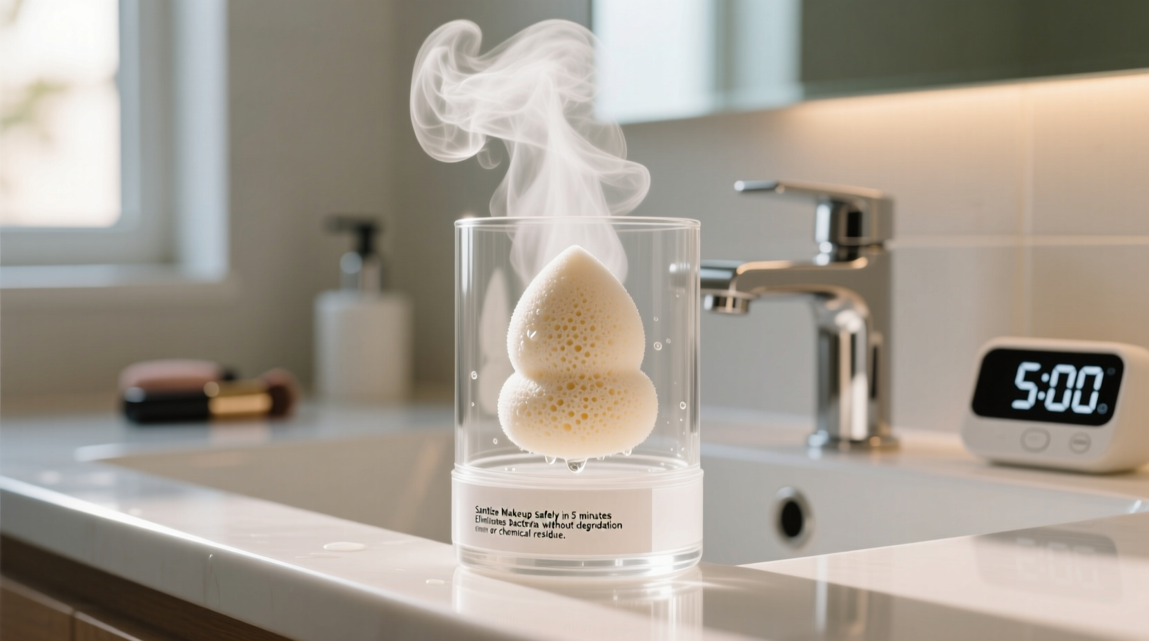 steam sanitize makeup sponges safely