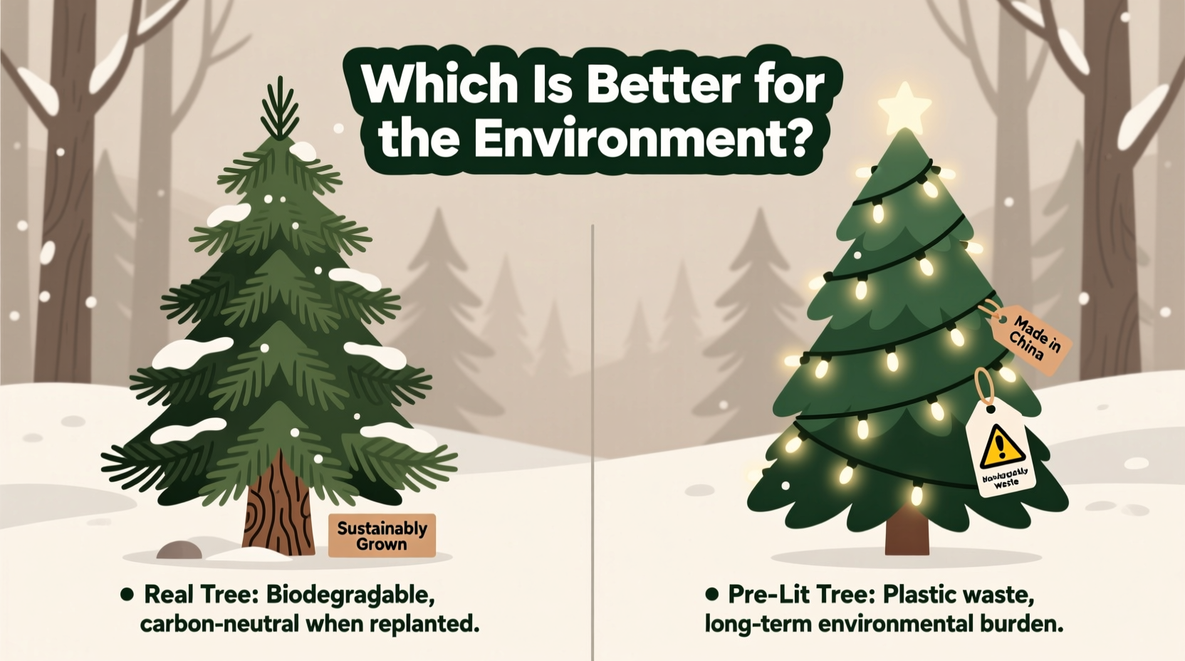 pre lit christmas tree vs real tree which is better for the environment