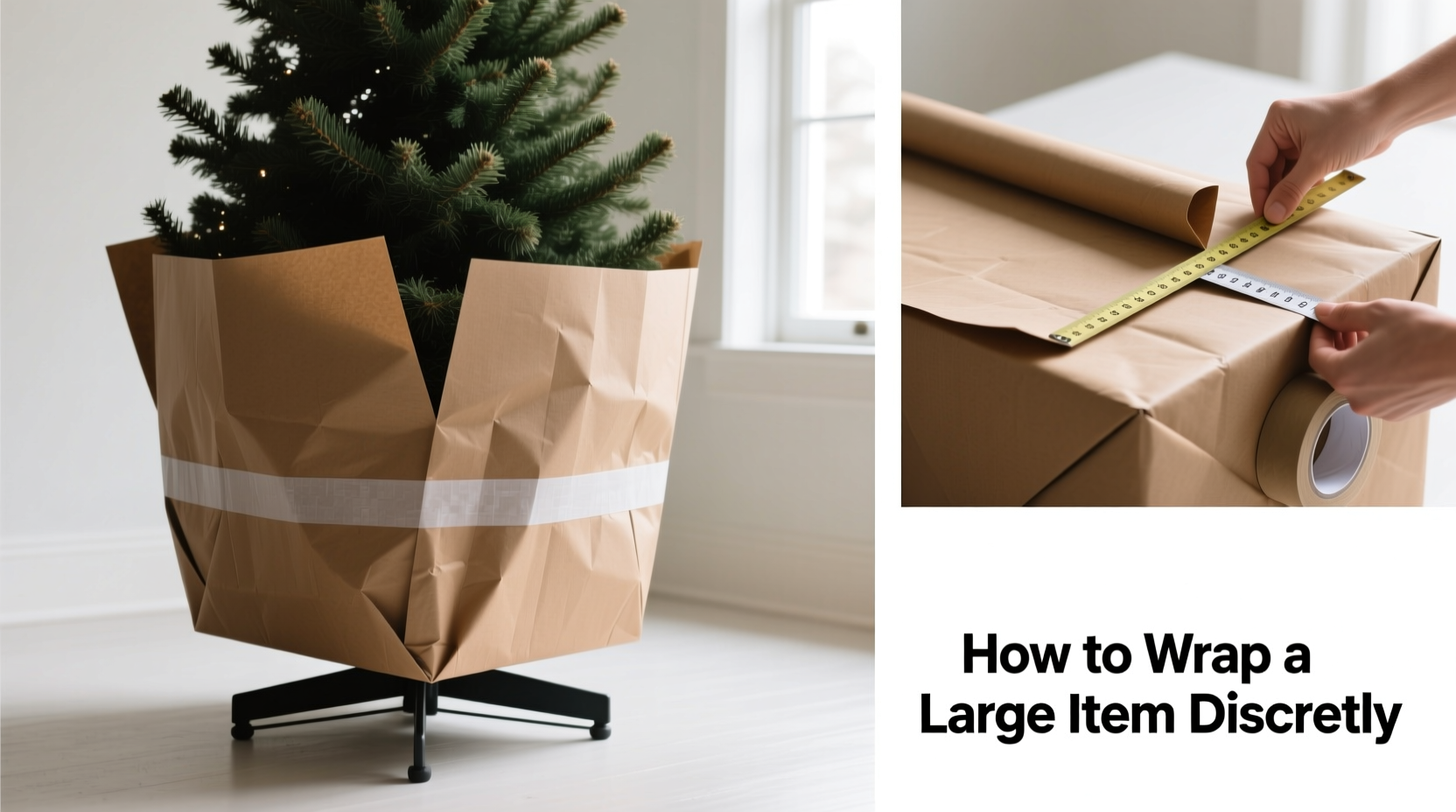 how to wrap a large item like a christmas tree stand discreetly