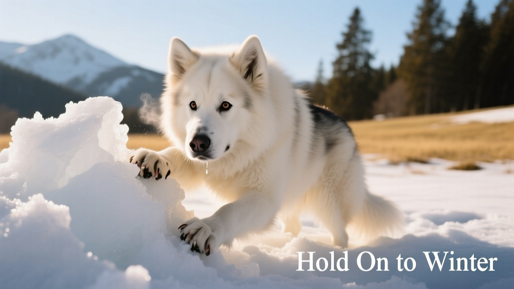 Watch This Alaskan Malamute Cling To His Beloved Snow Pile, Hoping to Hold Off Warmer Temps