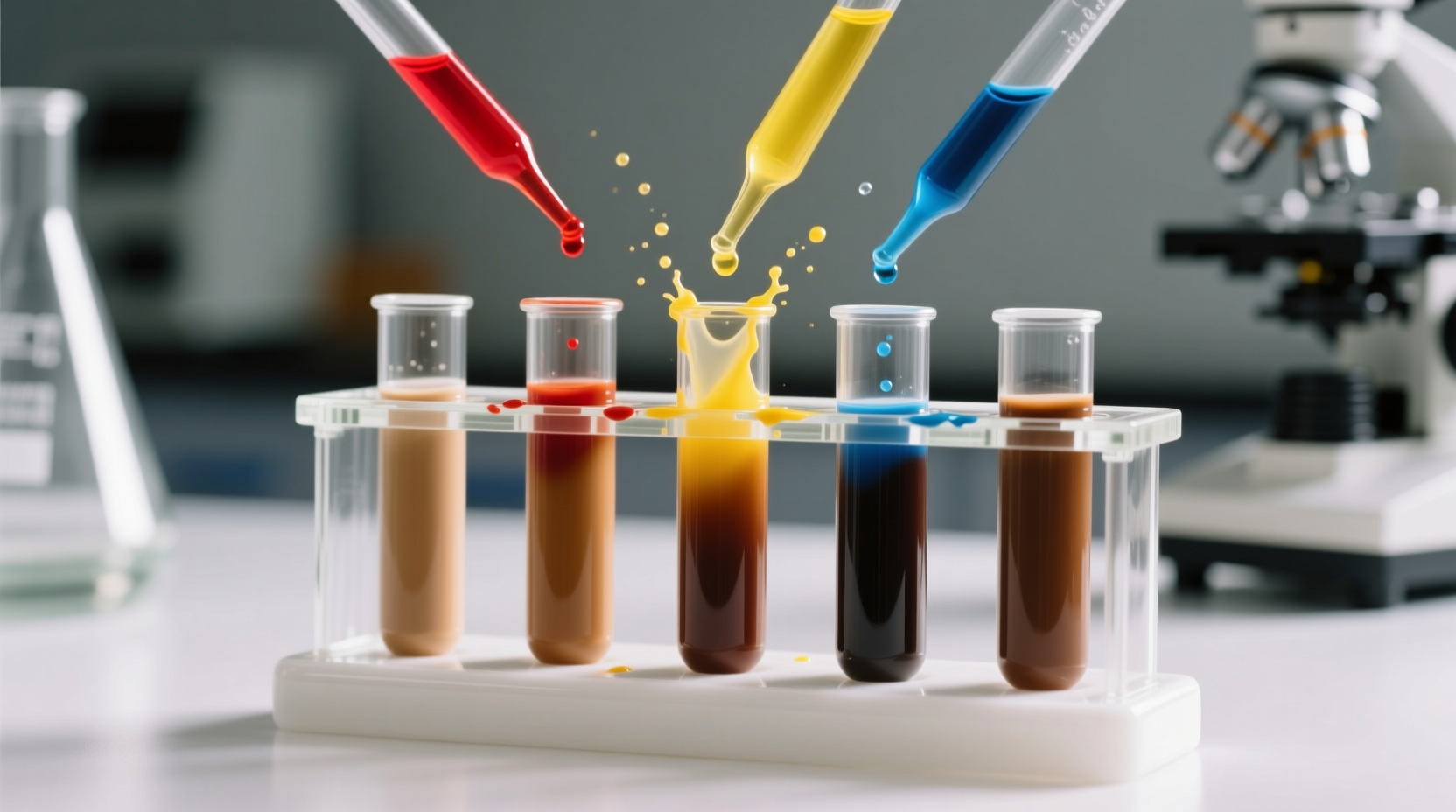 Mixing food coloring to create various brown shades