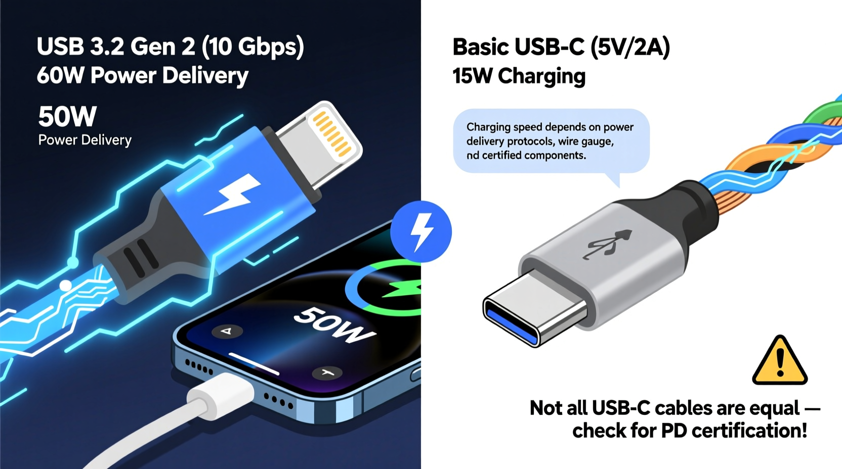 lightning vs usb c cables why do some charge faster than others explained