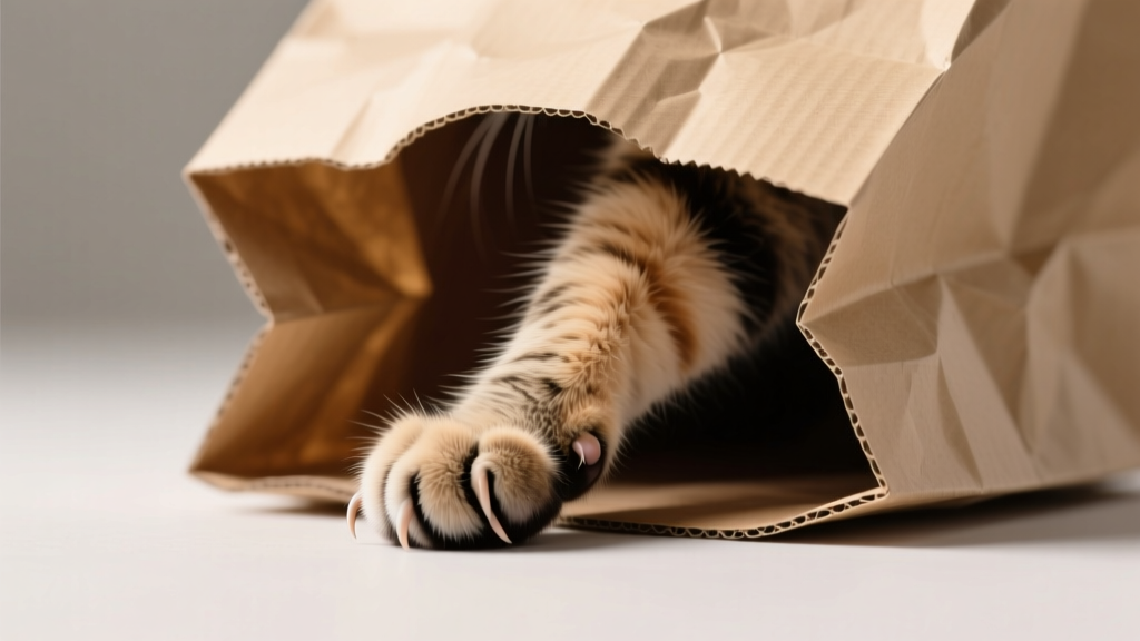 Cat Paw Reaching Into the Paper Bag: Cave Instinct