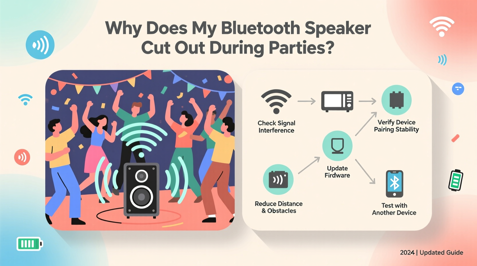 why does my bluetooth speaker cut out during parties troubleshooting guide