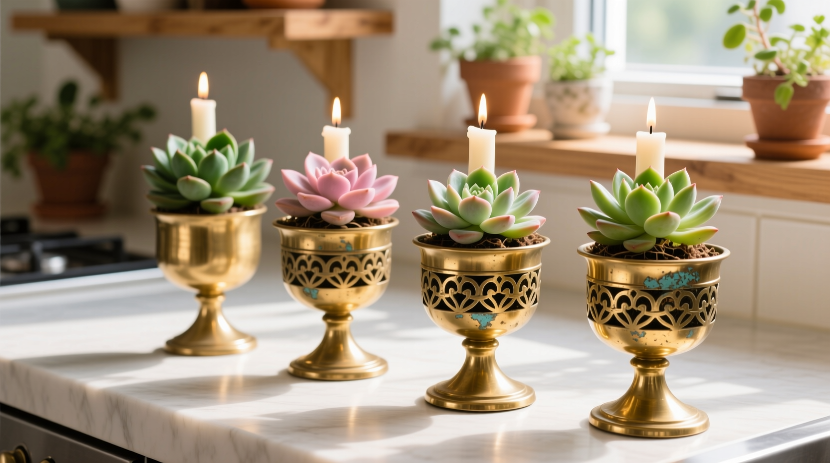 Brass Candle Holder to Succulent Riser