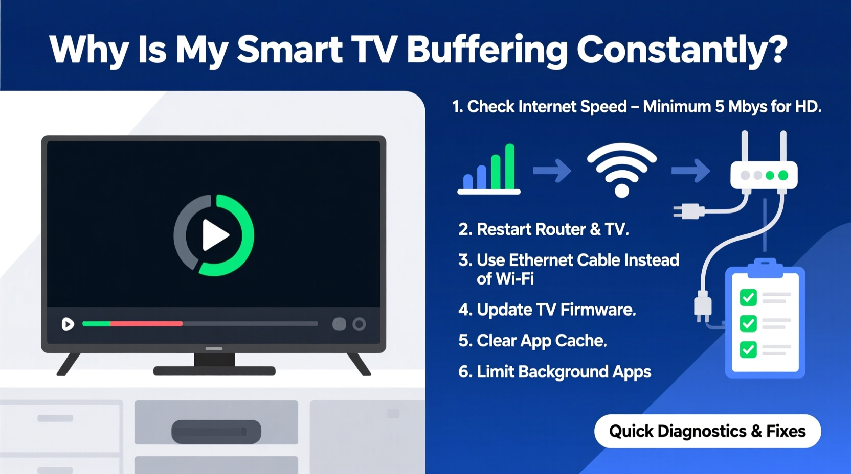 why is my smart tv buffering constantly quick diagnostics and fixes