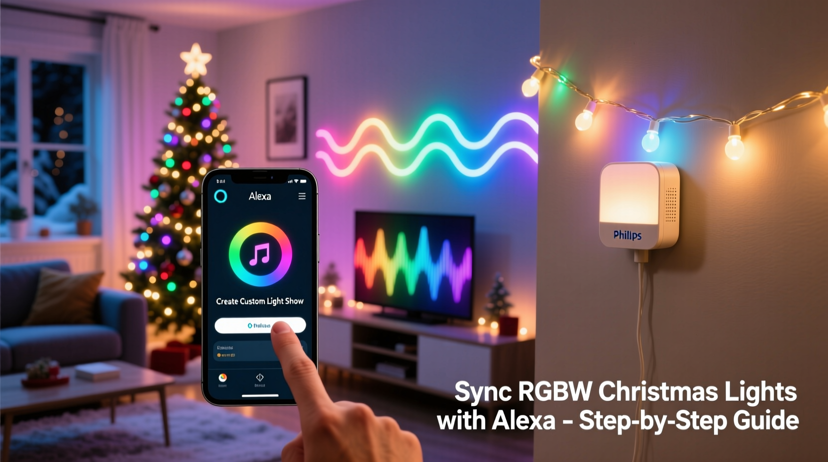 how to sync rgbw christmas lights with alexa for a custom light show