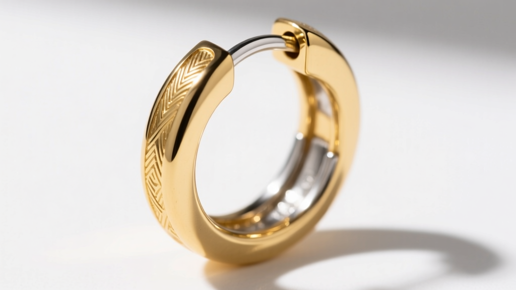 Close-up of a gold vermeil hoop earring clasp showing sterling silver base metal exposed at the high-friction hinge joint