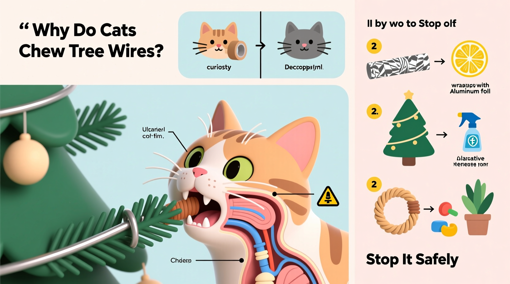 why do cats chew on christmas tree wires and how to stop it
