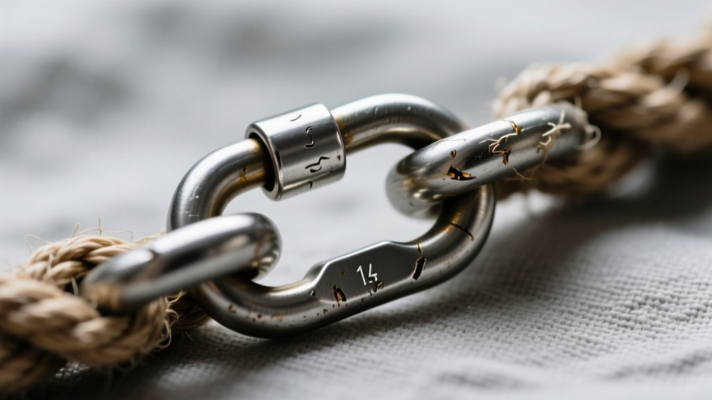 Close-up of a 14-gauge steel lobster clasp on a rope chain, highlighting the secure soldered jump ring connection