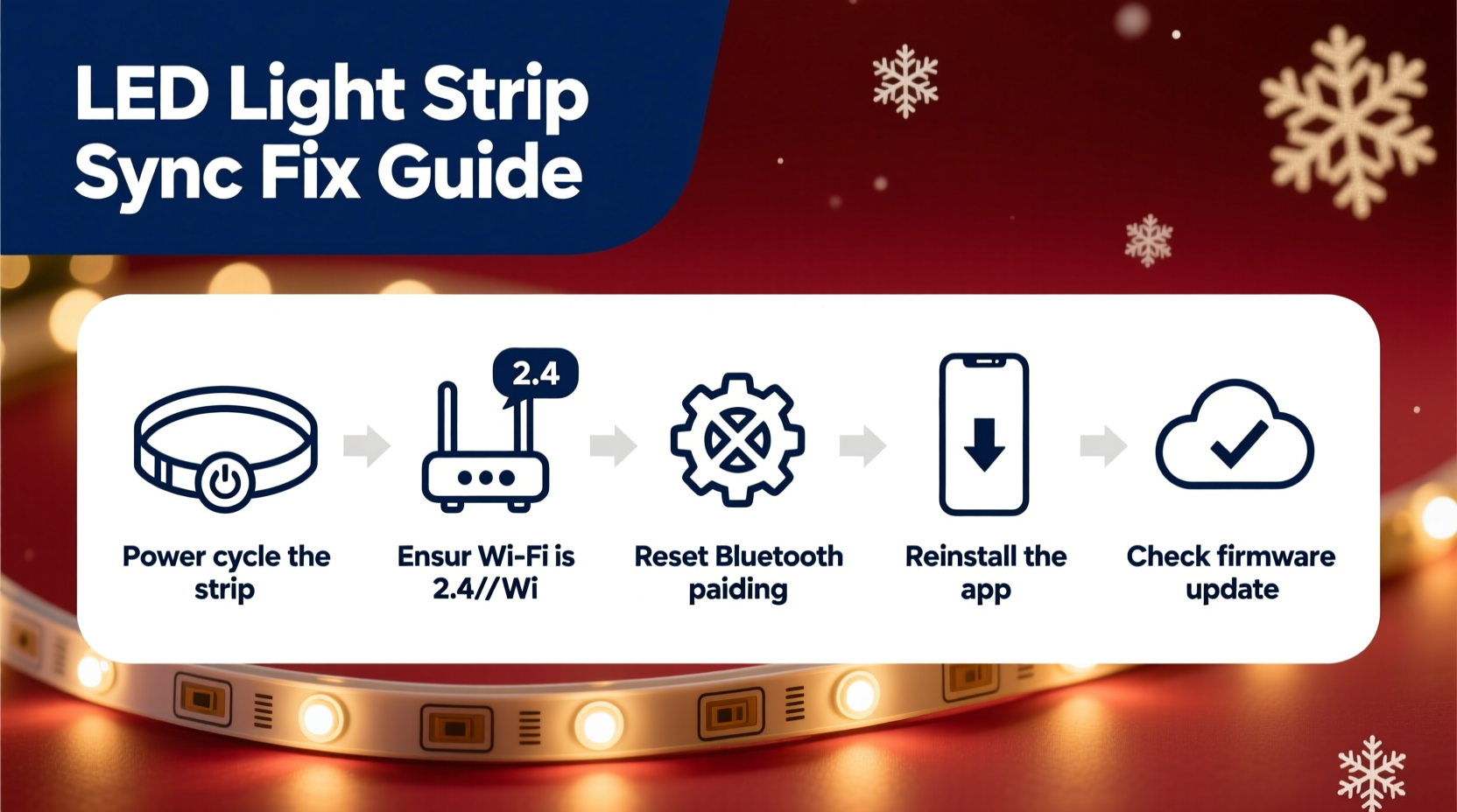 why does my led christmas light strip not syncing with the app fix guide