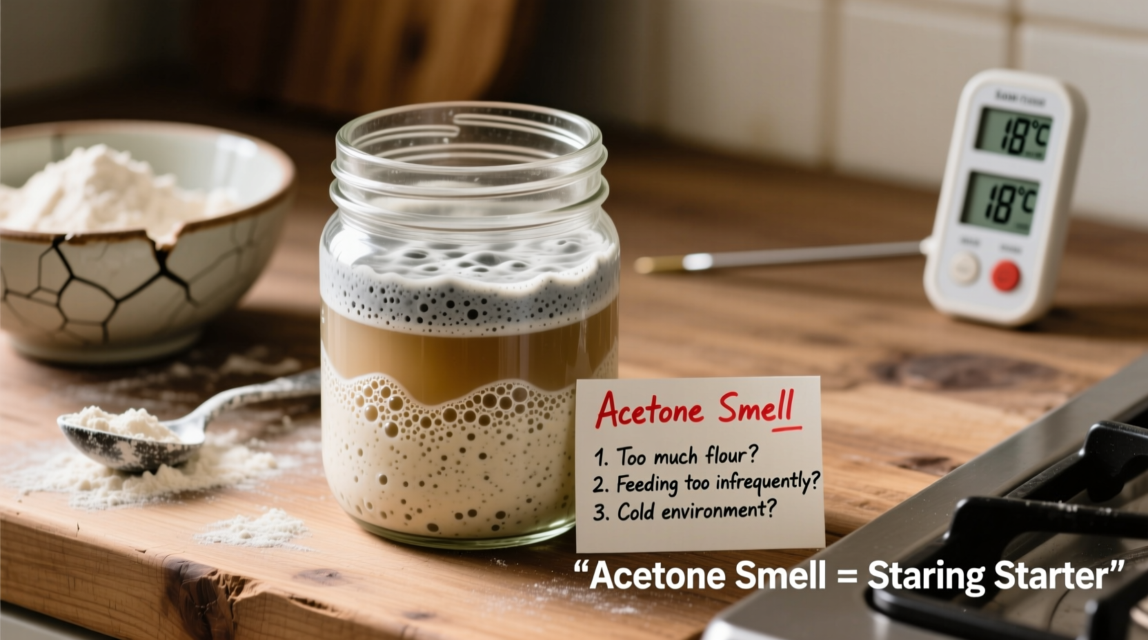 why does my sourdough starter smell like acetone beginner troubleshooting