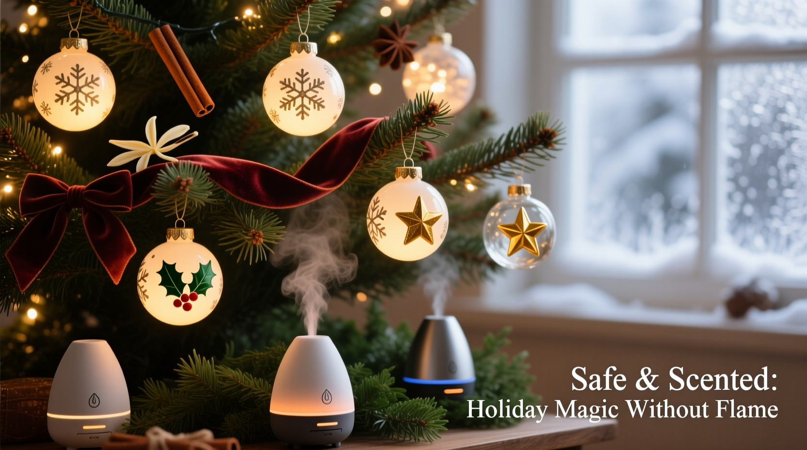 how to incorporate aromatherapy diffuser elements into your christmas tree without fire risk