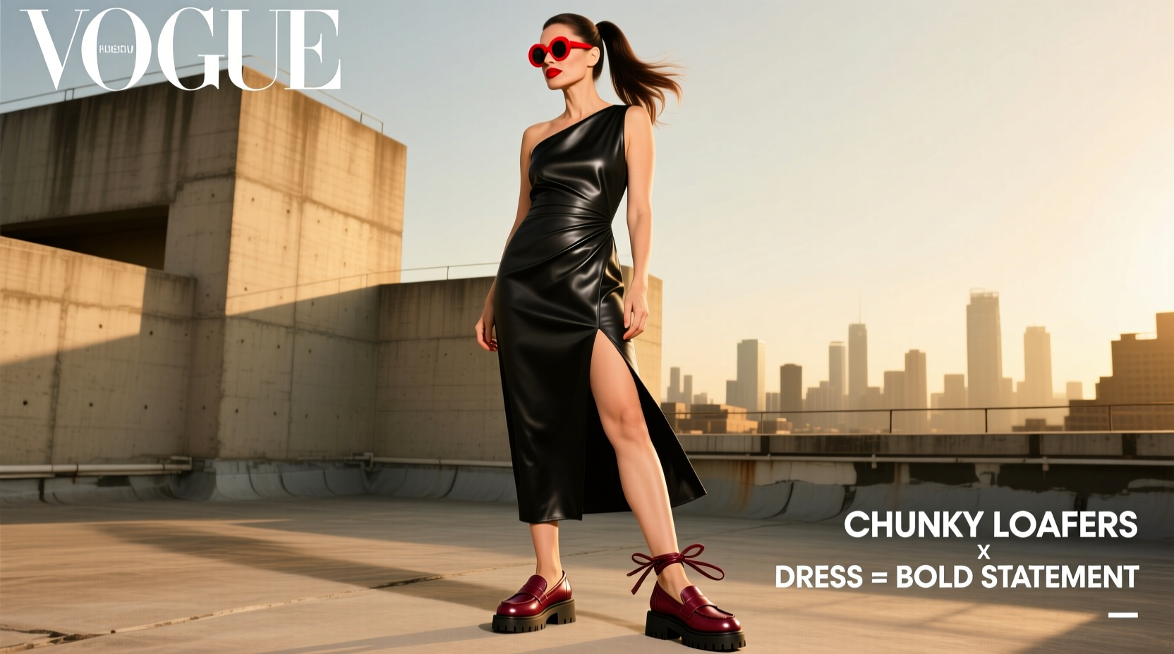 how to pair chunky loafers with dresses for a bold fashion statement