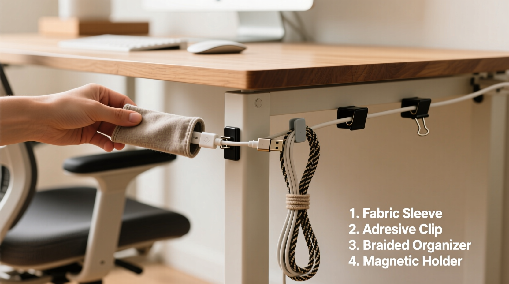 how to organize cables behind your desk without zip ties