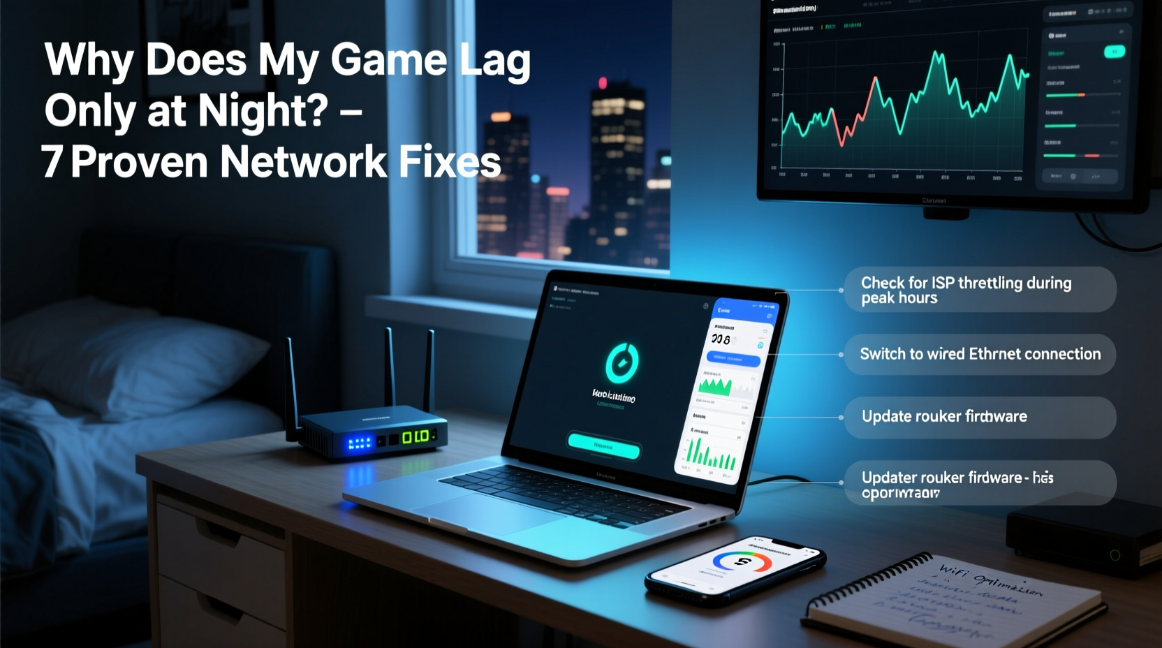 why does my game lag only at night possible network fixes