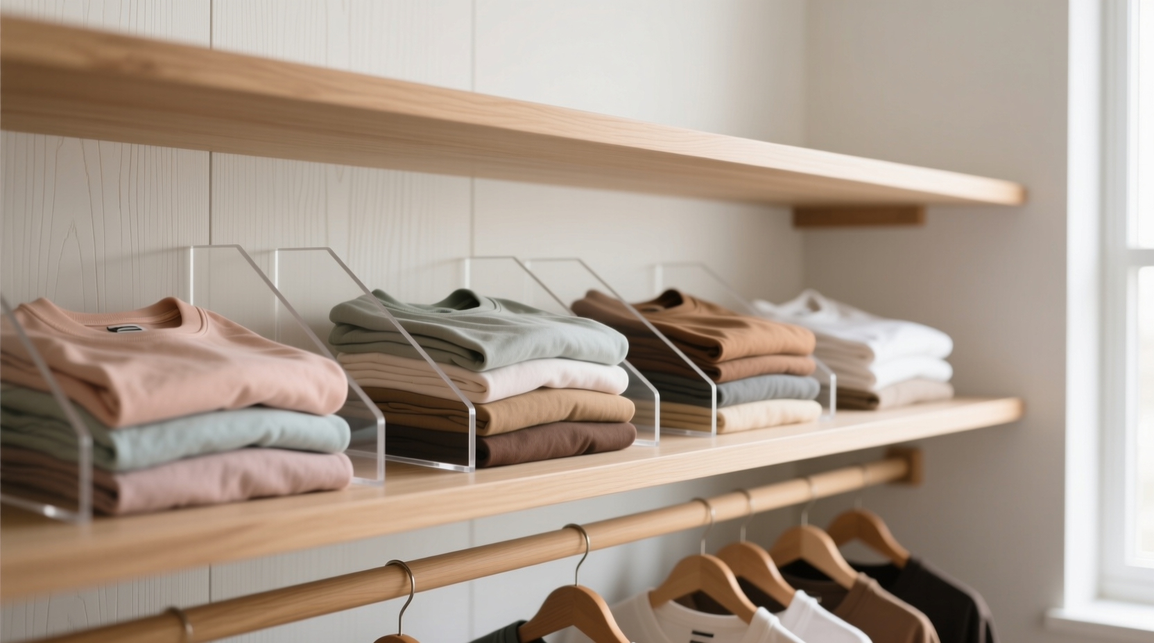 closet organization tips shelf dividers vs acrylic stacks
