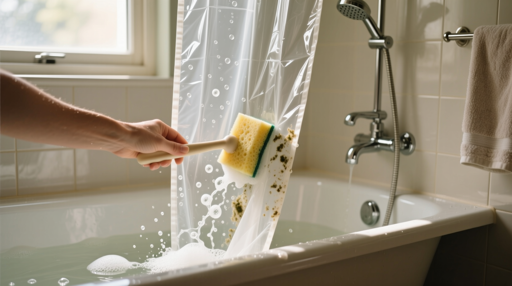 shower curtain liner cleaning hack