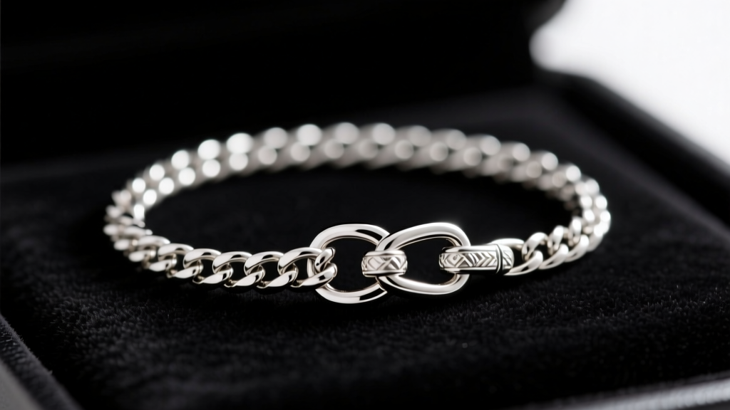 Extreme close-up of a 1.0mm sterling silver box chain passing through a reinforced lobster clasp on a black velvet display pad.