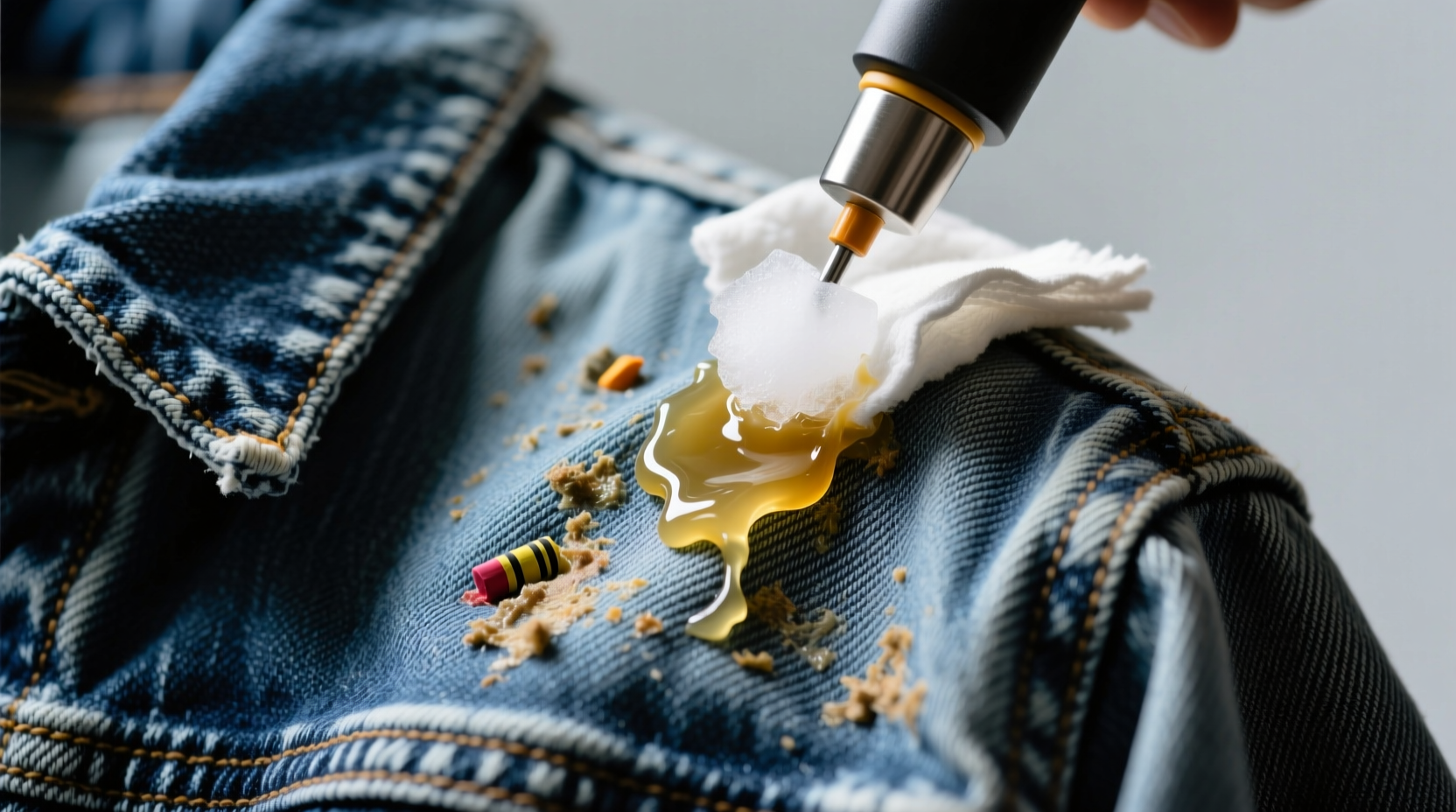 how to remove wax crayon from denim