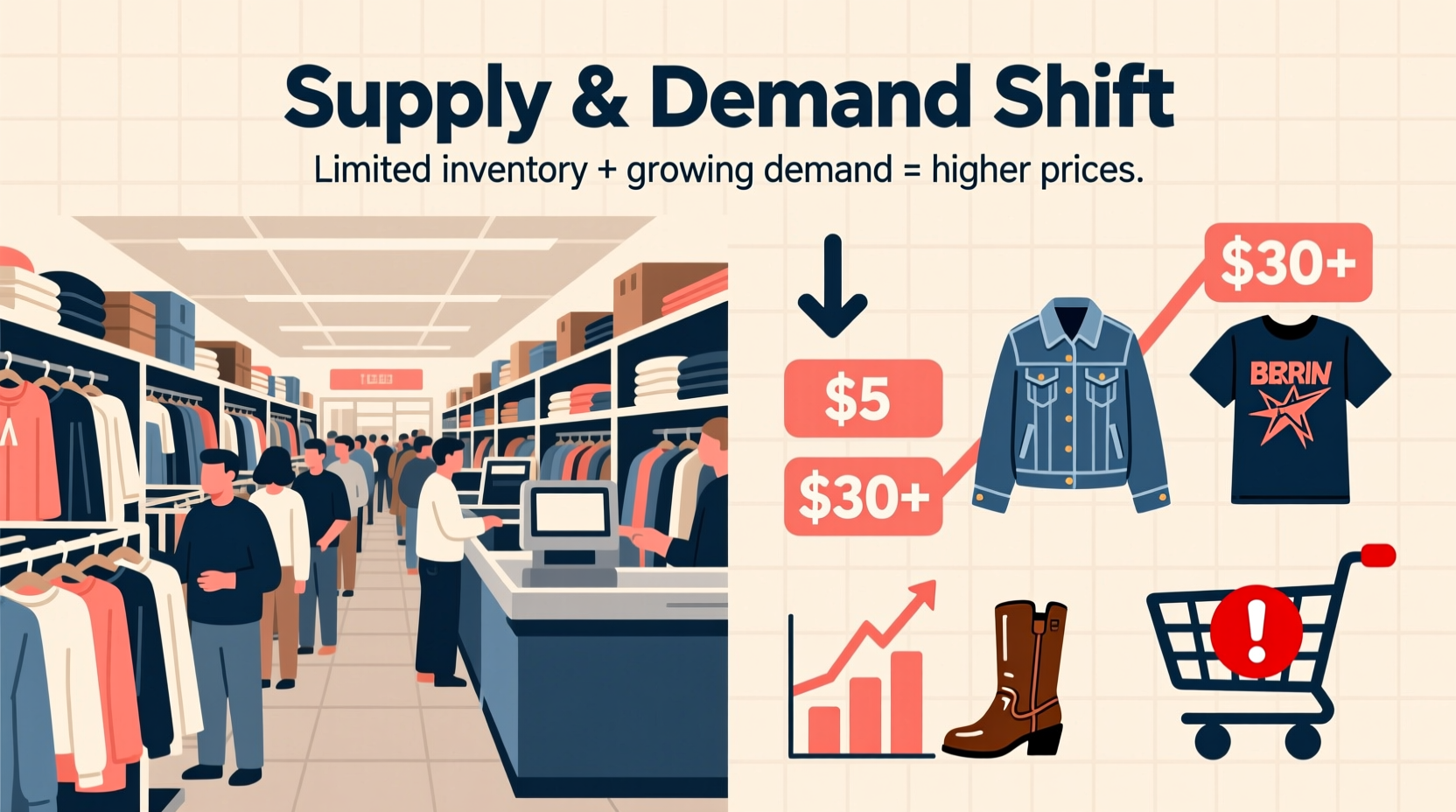 why are thrift stores getting more expensive lately supply and demand shift