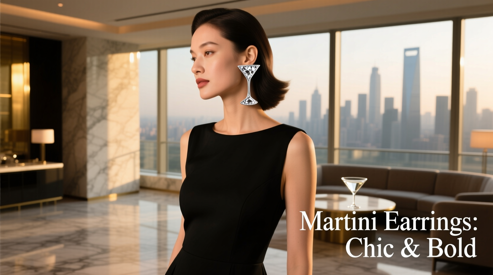 how to accessorize a little black dress with martini-shaped earrings