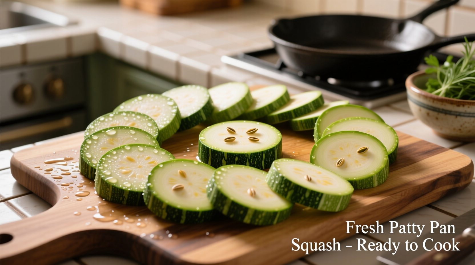 Geschnittener Patty Pan Squash vor der Zubereitung