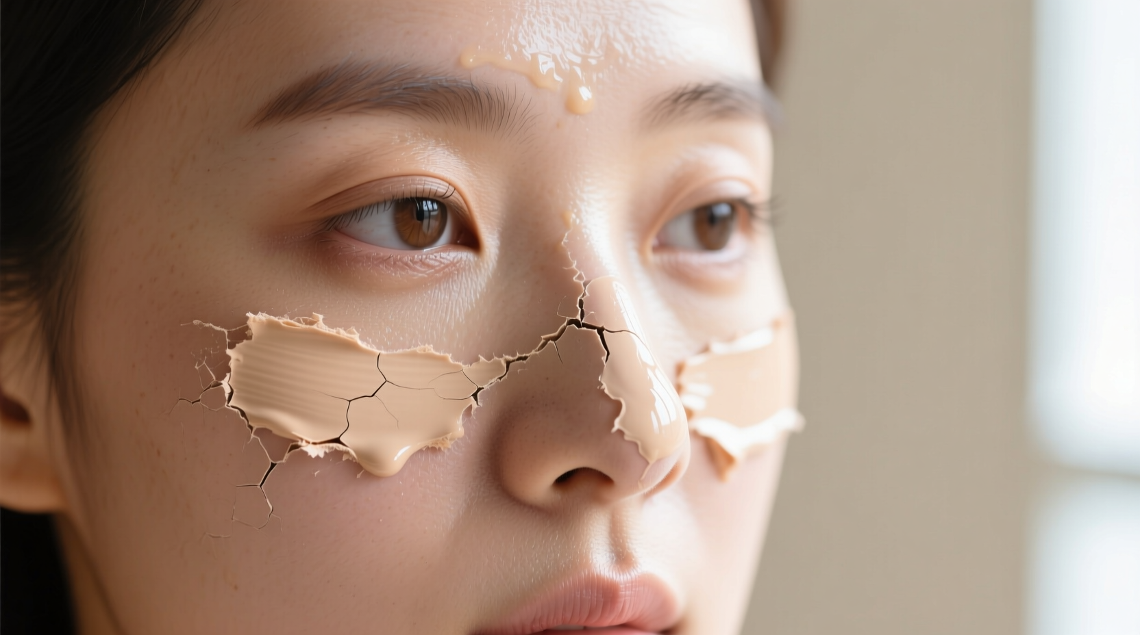 why does my foundation separate on my nose instantly