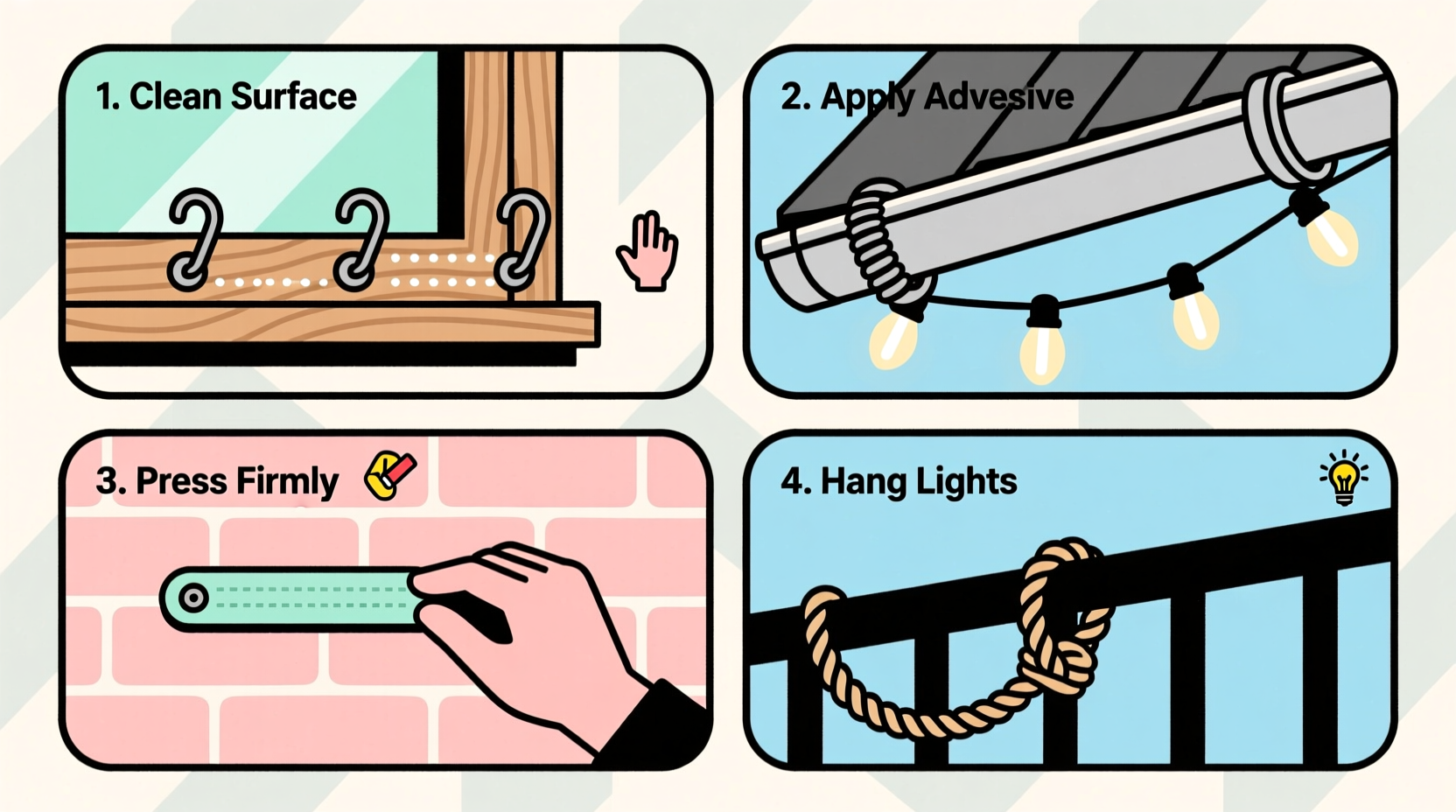 how to hang christmas lights without nails using clips and adhesive hooks